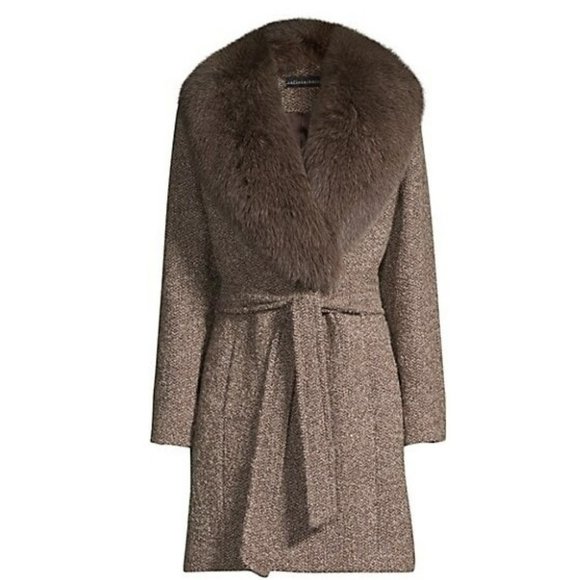 sofia cashmere shawl fur collar wrap coat